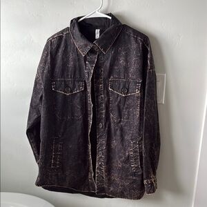 Zenana Outfitters Distressed Black Denim Jacket